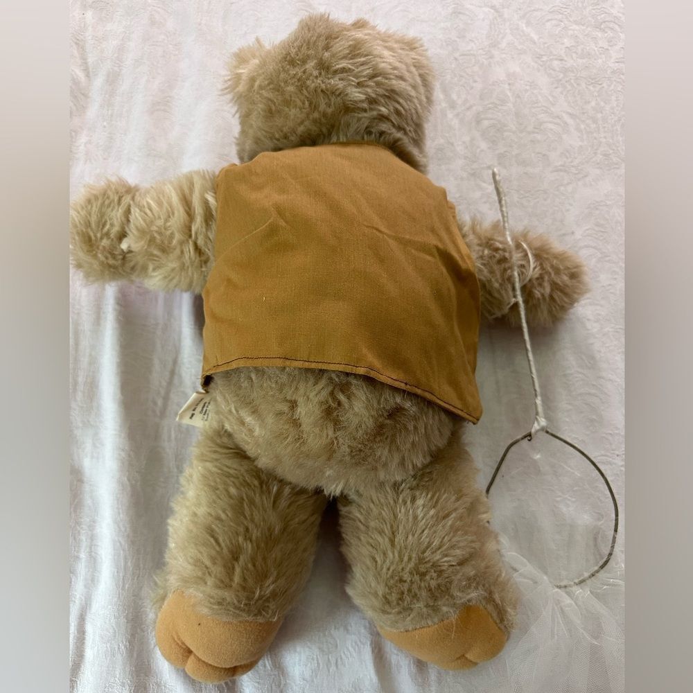 Plush Bear with Hat and Vest Butterfly Collector Bees Vintage - Picture 7 of 11